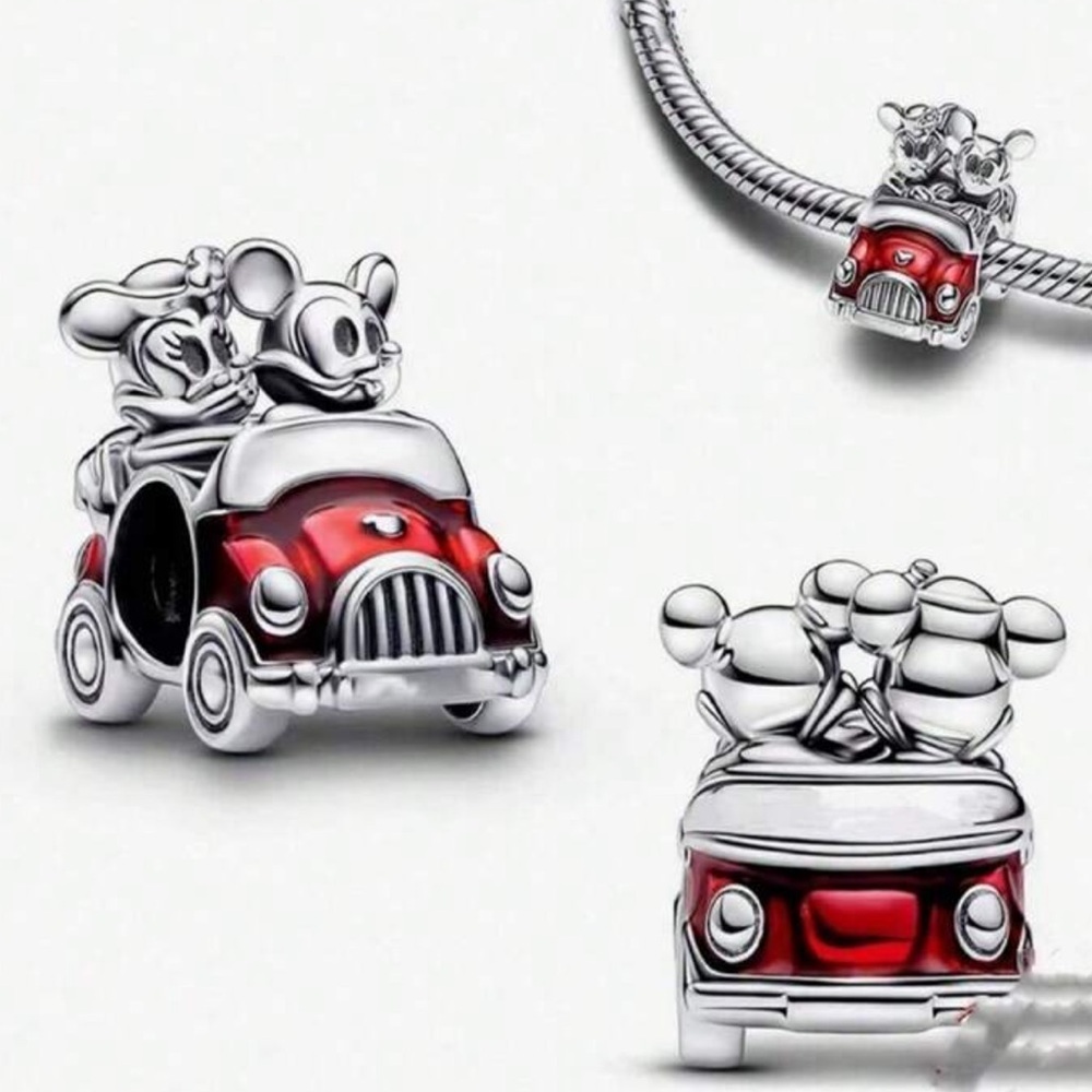 S925 Sterling Silver Disney Inspired Mickey & Minnie Red Car Charm - NWOT - Picture 3 of 4